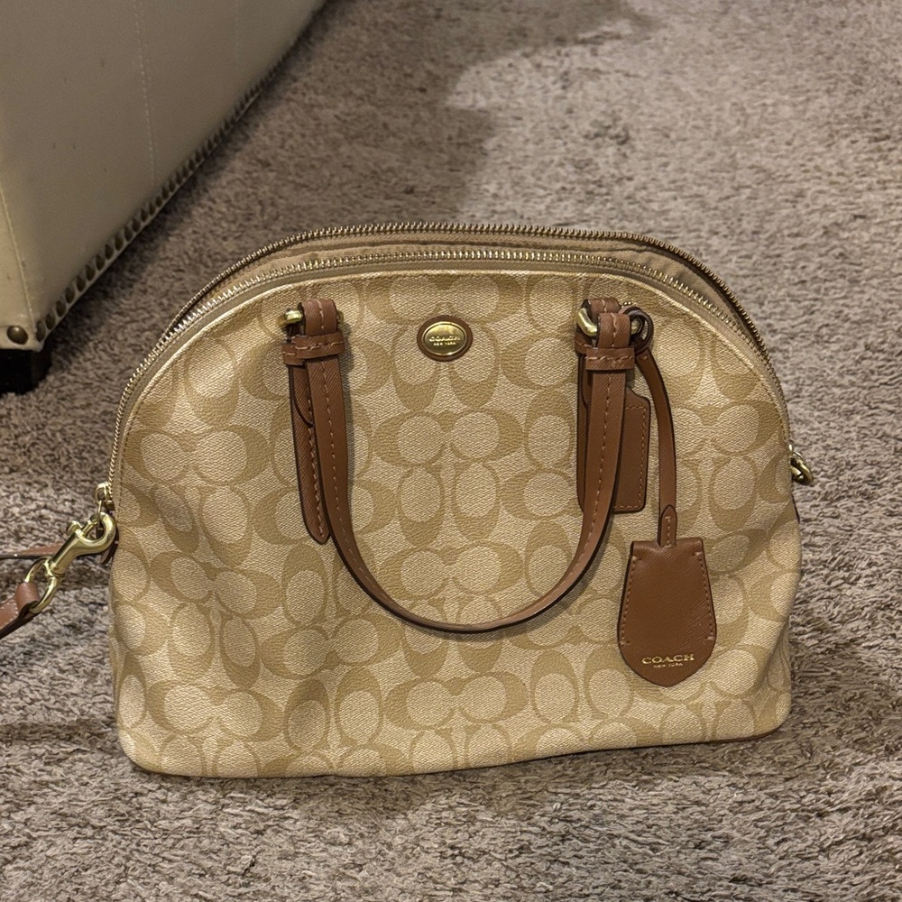 Coach Beige and Brown Signature Satchel